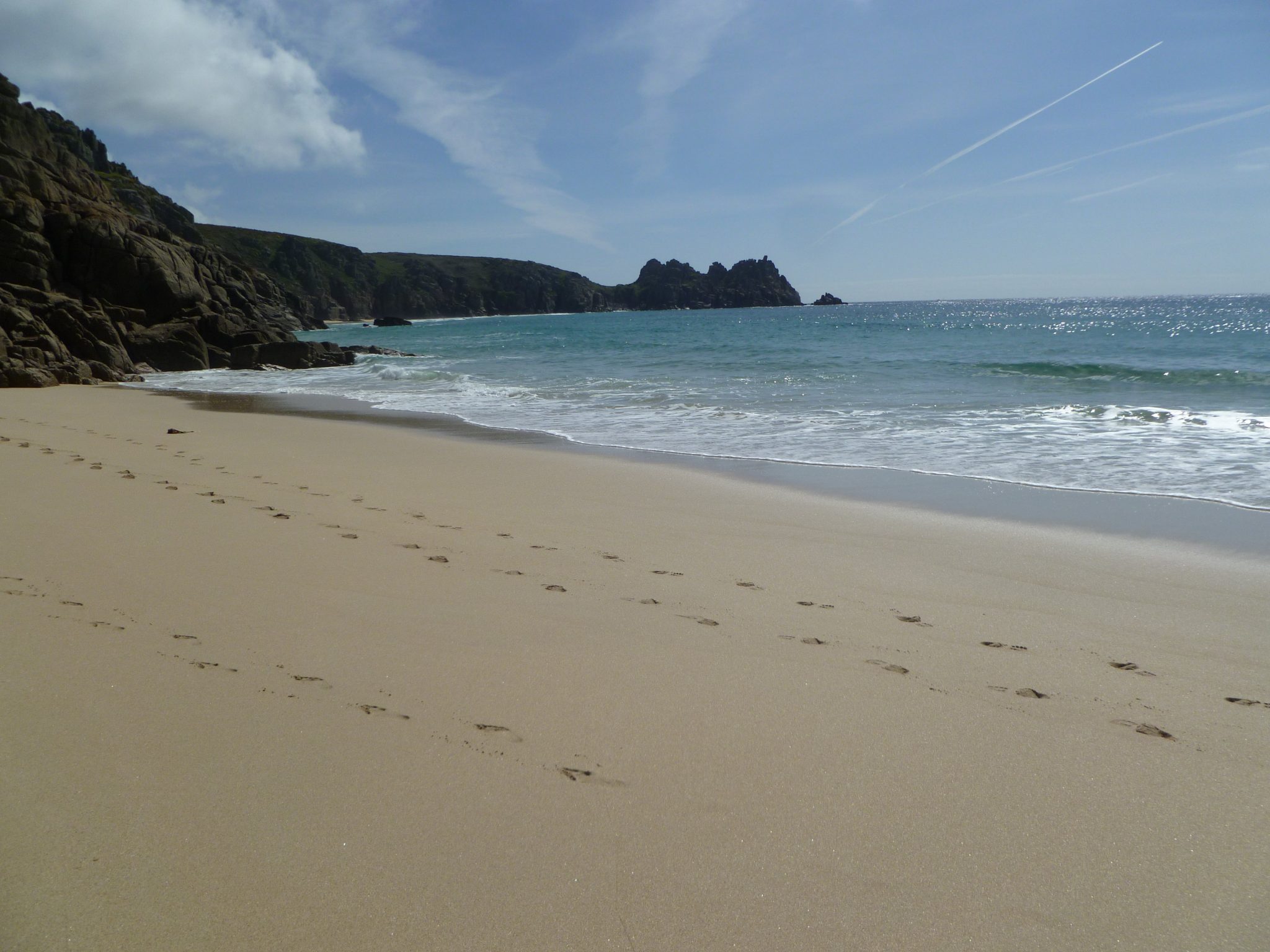Impronte sulla spiaggia Cornovaglia spiaggia Pothcurno