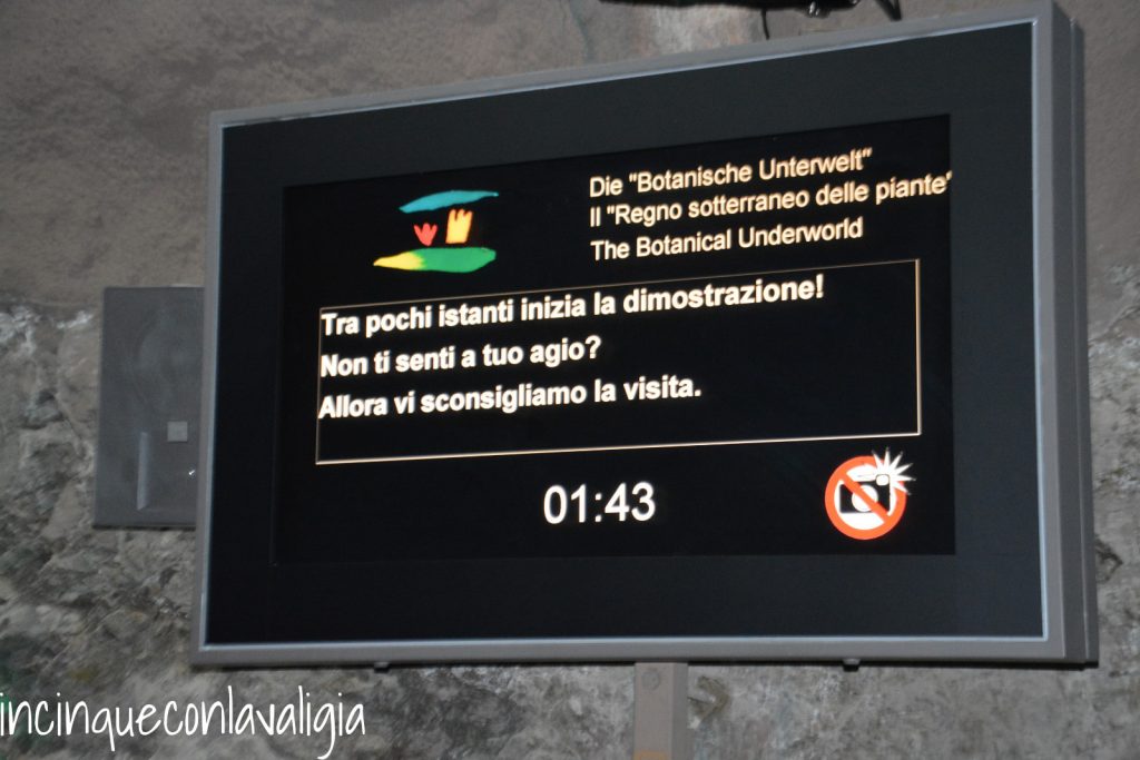 Ingresso nella grotta Giardini Trauttmansdorff a Merano con bambini