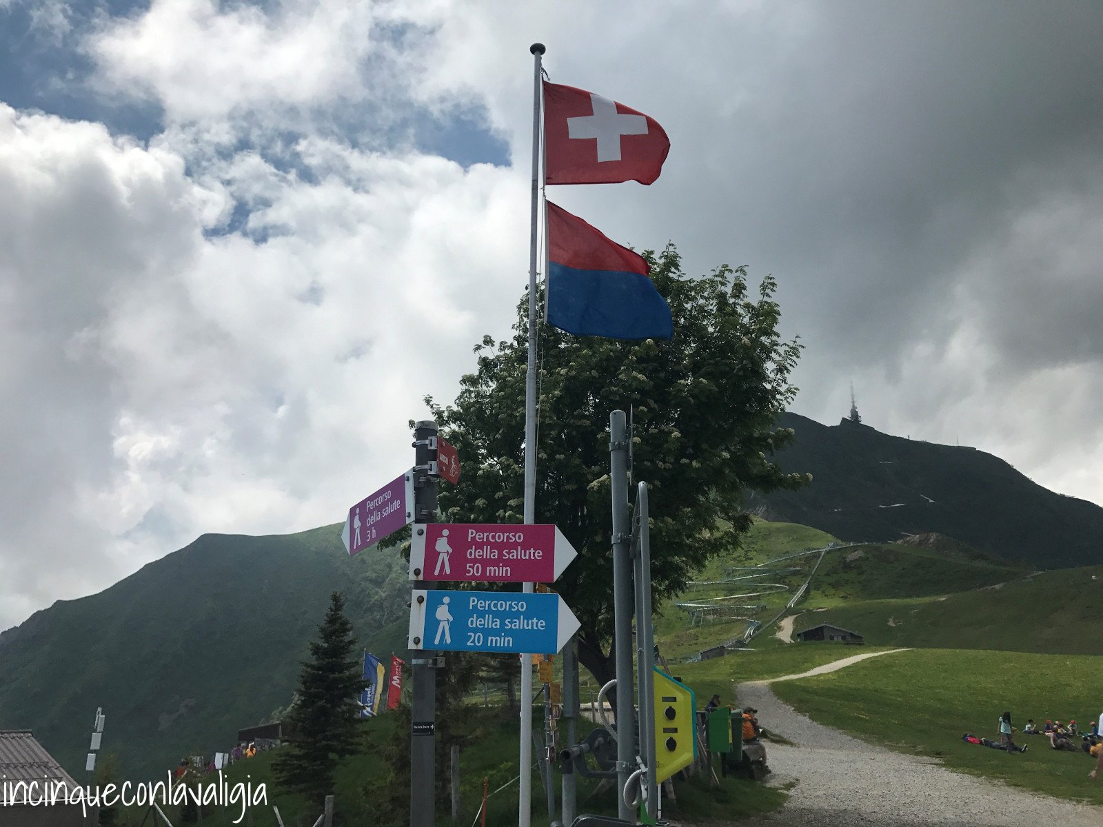 Arrivo stazione a monte Monte Tamaro Arrivo cabinovia Alpe Foppa