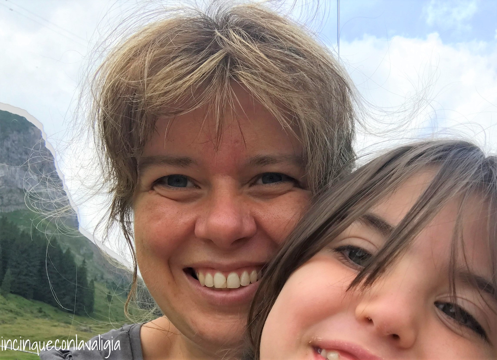 Sulla slittovia del Pilatus Selfie prima di scendere con la slittovia