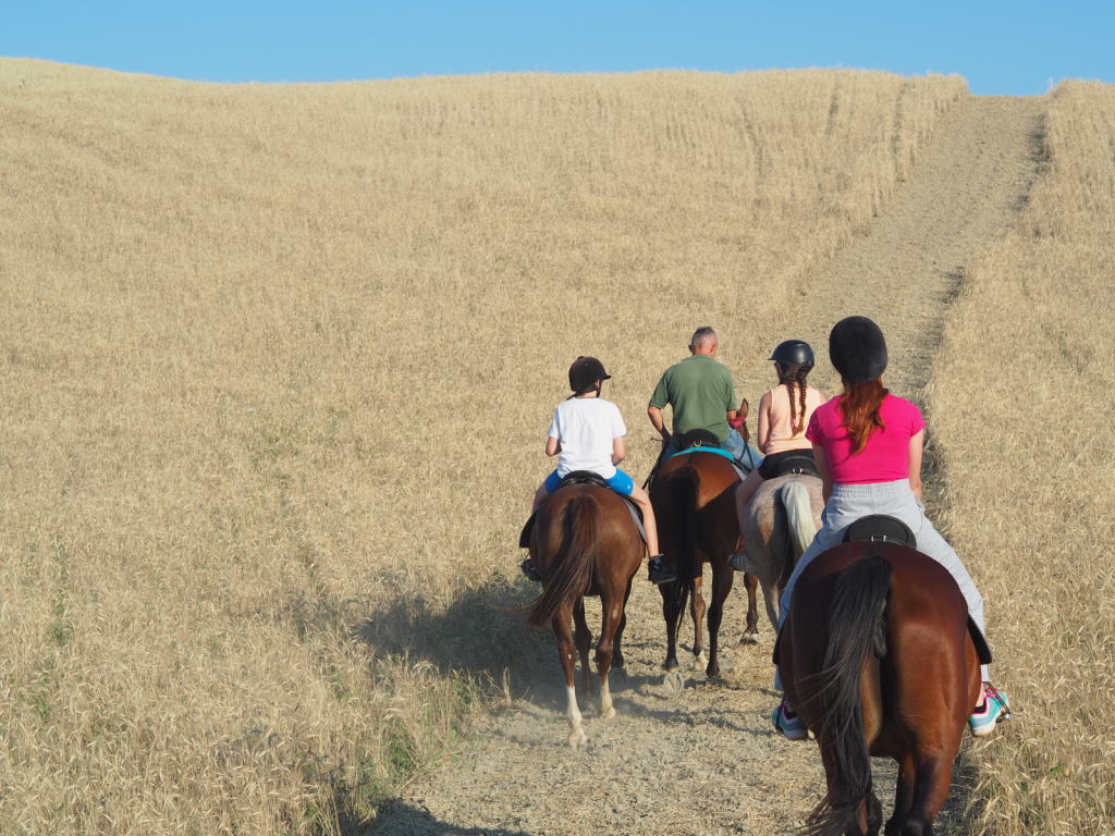 Cavallo in Val d'Orcia con bambini